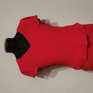 2 piece red top and skirt